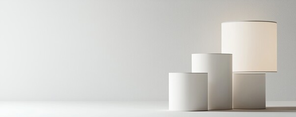 Stylish lamps on minimalist display table.