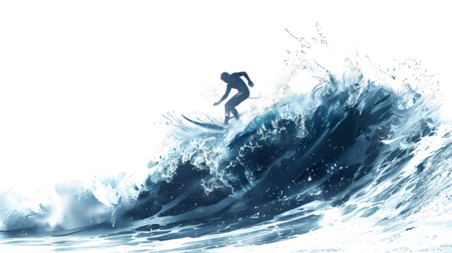 Surfer Riding a Giant Wave Ocean Water Sport Extreme Action