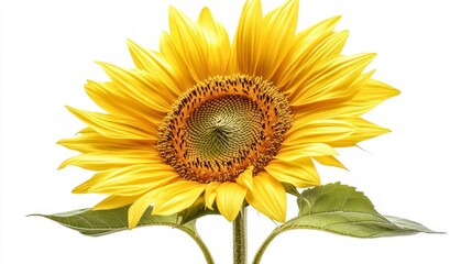 Fototapeta premium Bright Yellow Sunflower Bloom Isolated on White Background