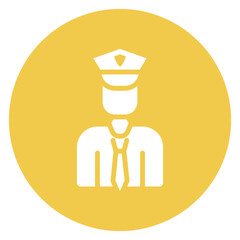 Filled Glyph Police Officer Circle Icon