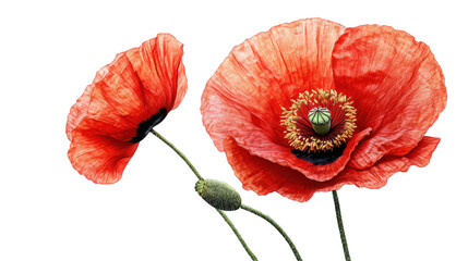red poppy isolated on white