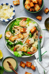 Caesar Salad with Shrimp and Croutons