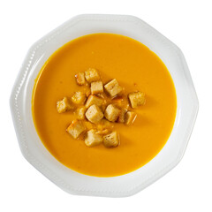 Sopa de picadillo is a traditional Spanish dish from Andalusia. Isolated over white background