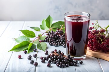 elderberry juice in white background