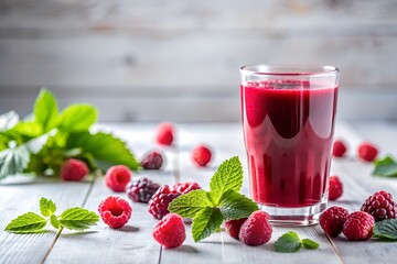 loganberry juice in white background