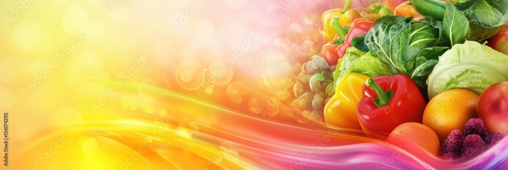 Aufkleber Fresh groceries flow in vibrant colors with smooth gradients and dynamic abstract background Generative AI