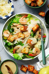Caesar Salad with Shrimp and Croutons