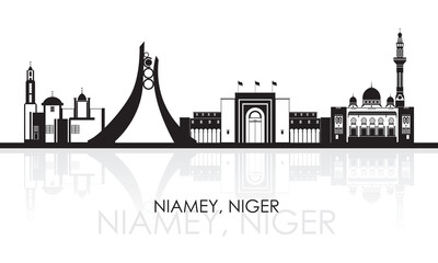 Fototapeta premium Silhouette Skyline panorama of city of Niamey, Niger - vector illustration
