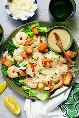 Caesar Salad with Shrimp and Croutons