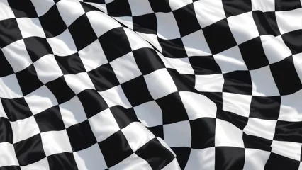 Fototapete Black and white checker pattern, checkered chessboard, grid and mesh texture, race flag © Imam