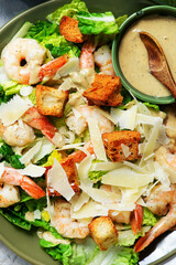 Caesar Salad with Shrimp and Croutons