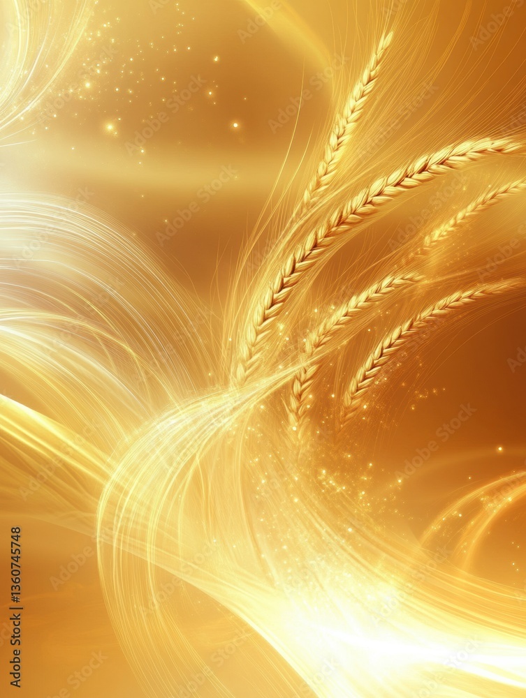 Aufkleber Surreal transformation of golden wheat into glowing energy waves in a dreamy abstract background Generative AI