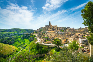 Fototapeta premium View of the Sassi of Matera and the canyon. Basilicata, Italy.