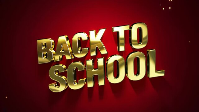 Dynamic back to school animation with bold gold text on red background