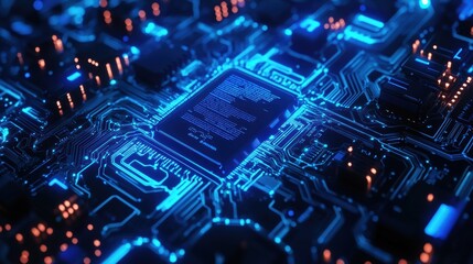 Obraz premium Futuristic cybernetic AI chip powering humanoid inte - Image 1