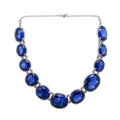 Obraz premium A striking statement necklace with bold blue sapphires and sparkling diamonds set in twisted silver design