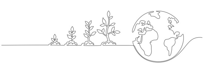Earth day, Environment day line art style vector illustration	