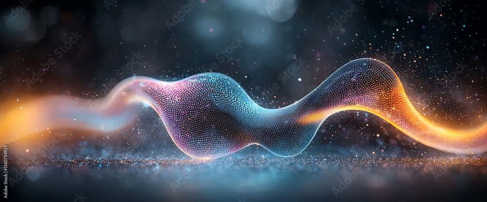 Poster glowing particle wave abstract digital art