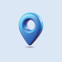 Sleek 3D Glossy Blue Map Pin Icon, Minimalist, Modern, Transparent, High-Resolution GPS Marker. Vector Illustration