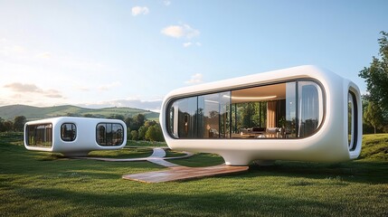 Futuristic Homes in a Green Landscape