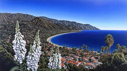 Coastal California, Mountain View, Flowers, Sunny Day, Scenic View, Stock Photo