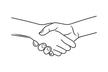 Simple Line Drawing of a Handshake Agreement, Unity, Partnership