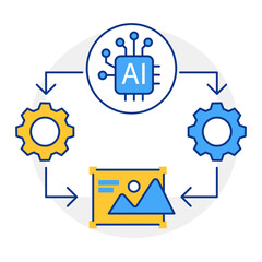 Obraz premium Tech Innovation Icon, AI Image Creation, Artificial Intelligence Design, AI Generated Art, Machine Learning Symbol, Neural Network Graphic, Smart 