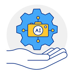 Creative AI Illustration Icon, AI Image Creation, Artificial Intelligence Design, AI Generated Art, Machine Learning Symbol, Neural Network Vector, 