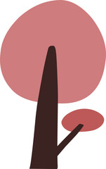 simple cute cartoon tree, hand drawn tree, circle shaped tree