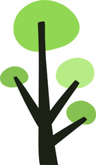 simple cute cartoon tree, hand drawn tree, circle shaped tree