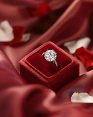 Diamond Engagement Ring in Red Velvet Box