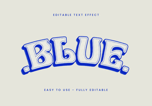 Blue Vintage Outlined Cartoon Retro Text Effect
