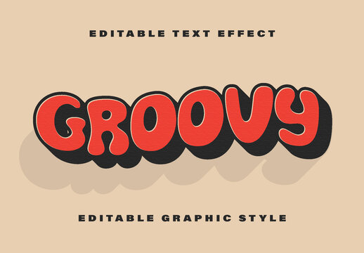 Red Groovy Psychedelic Bold Bubble Retro Text Effect