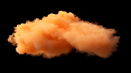 Fluffy illuminated orange cloud-like mass against a stark black background creating a soft and vibrant contrast.