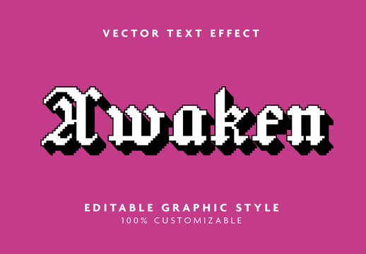 White Black Pixelated Gothic Retro Medieval Text Effect