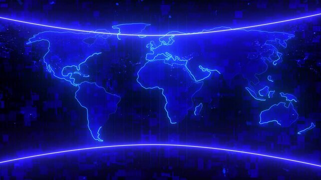 News breaking background. world map on digital background. 3D Rendering HUD head up display interface with graph bar statistic,cyber futuristic and technology concept,