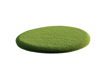 Round Patch of Vibrant Green Grass on Transparent Background, PNG