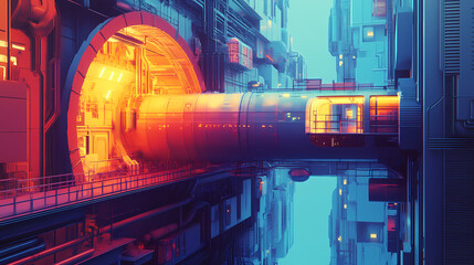 A network of underground tunnels connecting different parts of a city, showcasing the hidden infrastructure that keeps urban environments functioning smoothly. Hidden Evolution. Illustration