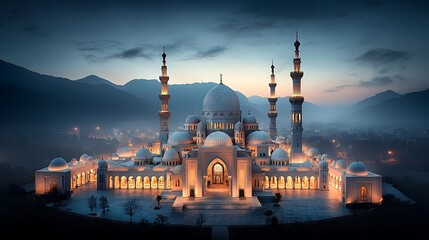 Naklejka premium Grand mosque night view