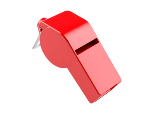 Red plastic whistle for sports and games