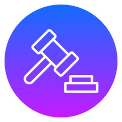 Line Art Judge Gavel Rounded Gradient Circle Icon