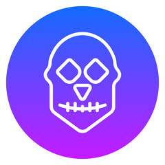 Line Art Human Skull Anatomy Rounded Gradient Circle Icon