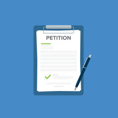 Petition concept. Collective public appeal document. Signing	