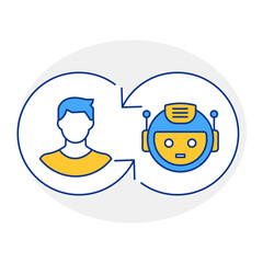 AI Chatbot Icon, Chatbots and Conversation, Virtual Assistant Symbol, Customer Service Bot, Automated Messaging Graphic, Live Chat Vector, Digital 