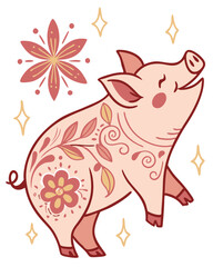 pig with a flower