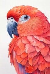 Obraz premium A brightly colored parrot portrait focusing on its head and feathers