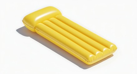 Yellow floating pool raft isolated on white background
