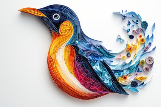 Colorful quilled animal art showcasing vibrant hues and intricate details
