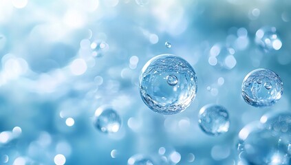 Fototapeta premium Close-up of water droplets, showcasing their translucent nature and the interplay of light and shadow. The image evokes a sense of purity and serenity.