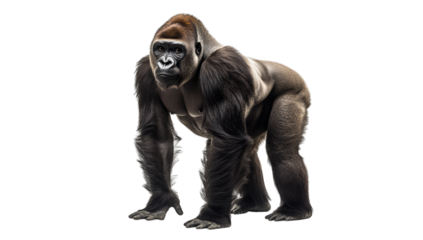 gorilla in a dynamic pose showcasing its powerful physique and e